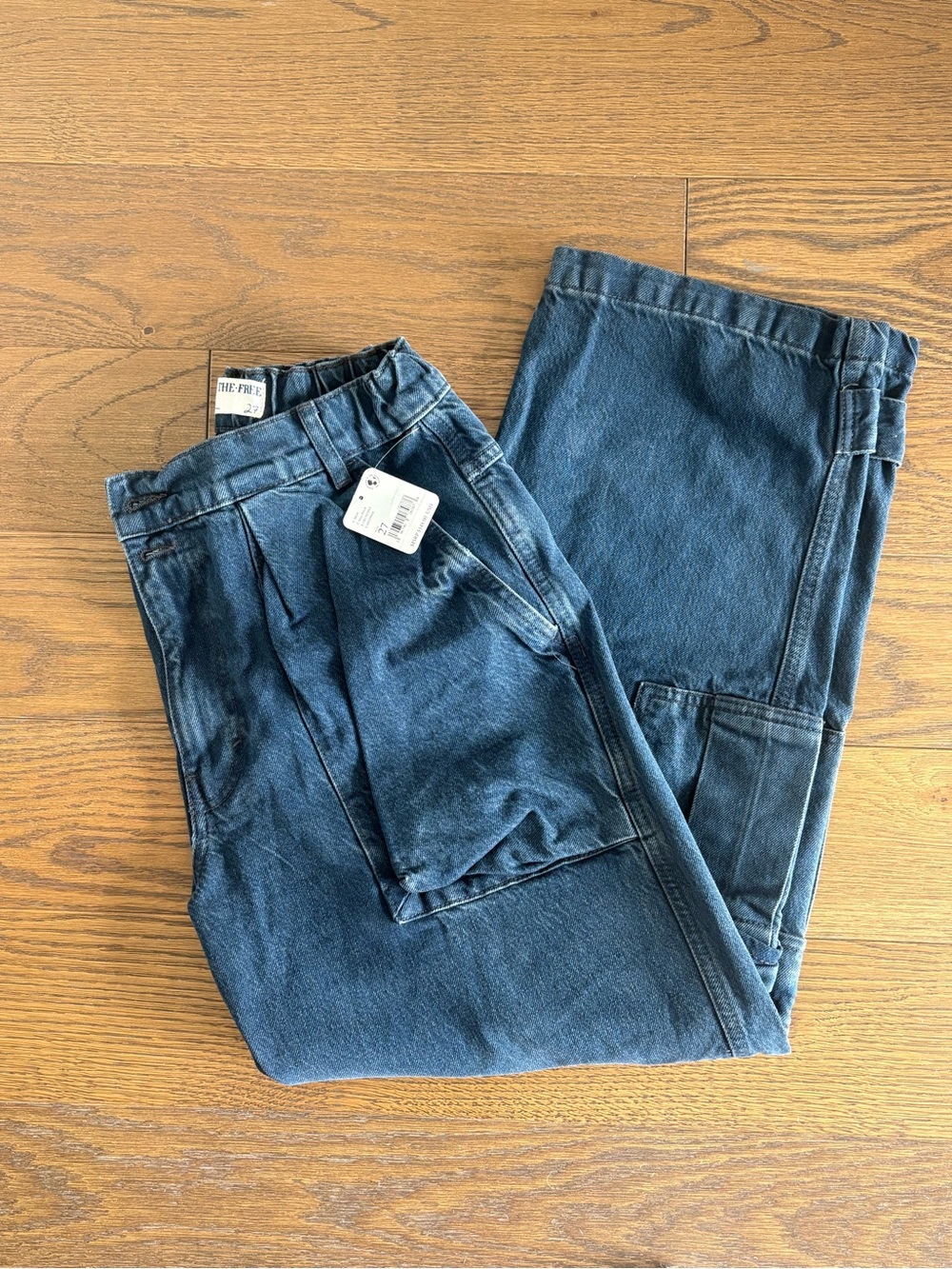 Free People Washed Navy Cargo Pants